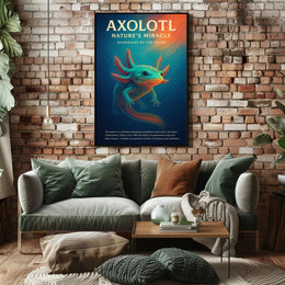 Axolotl Nature Poster Vintage Aquatic Wall Art