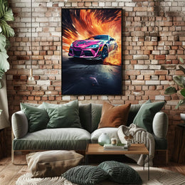 Modern Sports Travel Poster Featuring Dynamic Vehicles