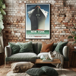 Transatlantic Ocean Liner Poster Vintage Travel Wall Art