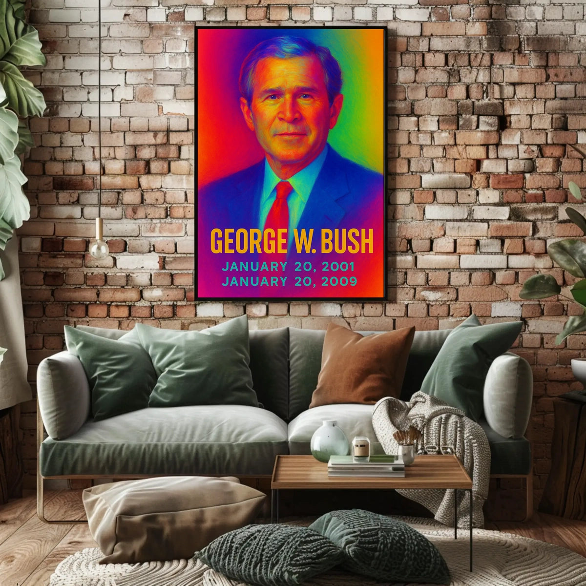 George W. Bush 43rd President of the United States Neon Gradient Overlay Poster