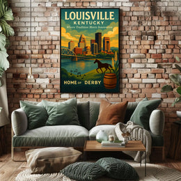 Louisville Derby Iconic Skyline Heritage Travel Souvenir Culture Wall Art Timeless Poster