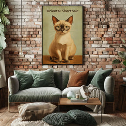 Oriental Shorthair Cat Digital Painting Vintage Poster