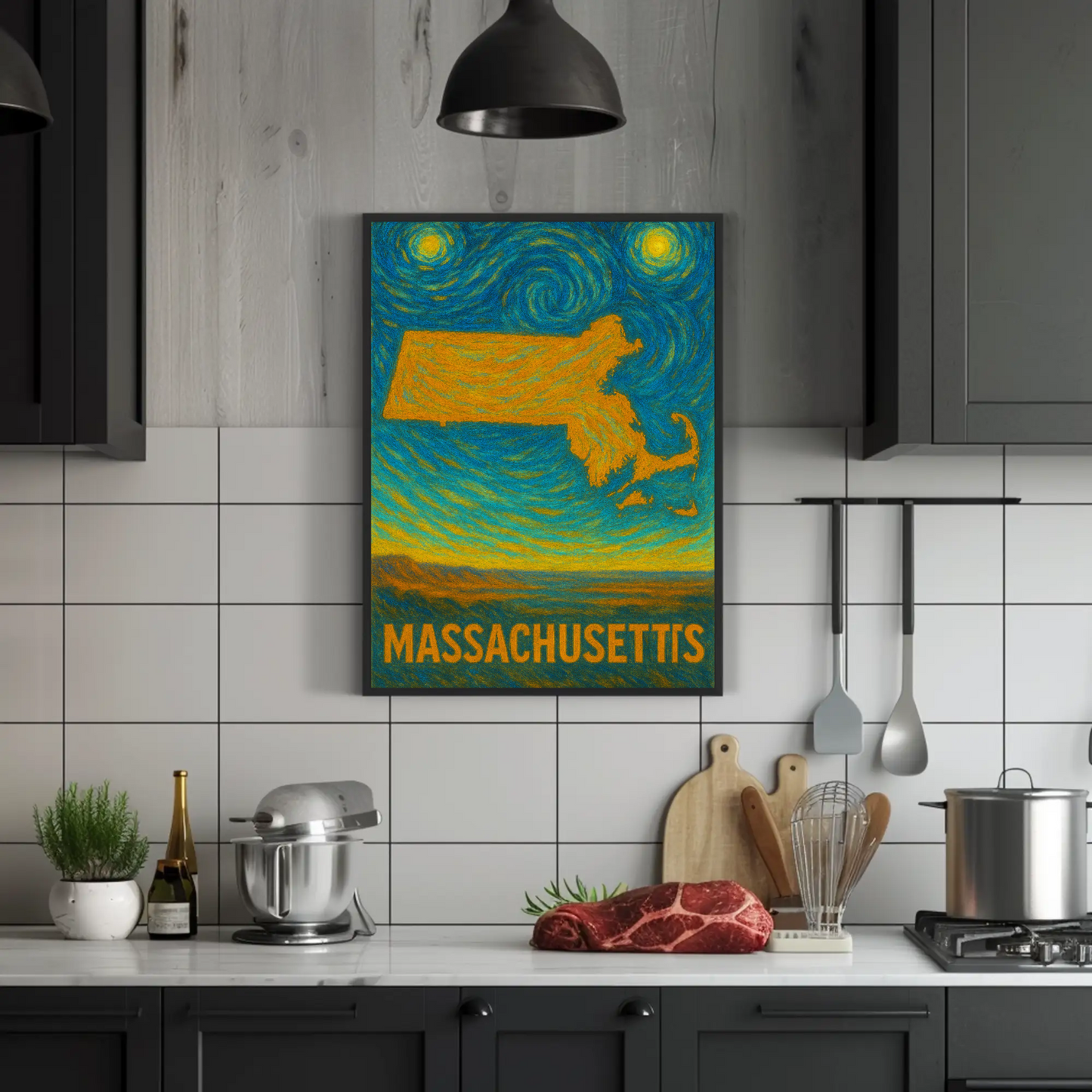 Massachusetts Starry Night Poster