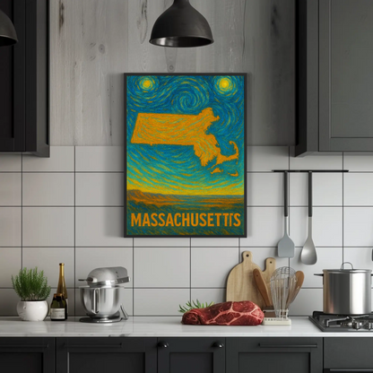 Massachusetts Starry Night Poster