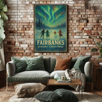 Fairbanks Aurora Christmas Night Sky Landscape Poster