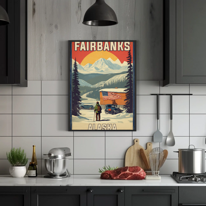 Fairbanks Alaska Scenic Wall Art Print Vintage Travel Poster