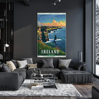 Ireland Cliffs Of Moher Coastal Atlantic Scene Travel Poster
