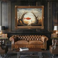 Surreal Dreamscape with Orange Fish Artistic Poster