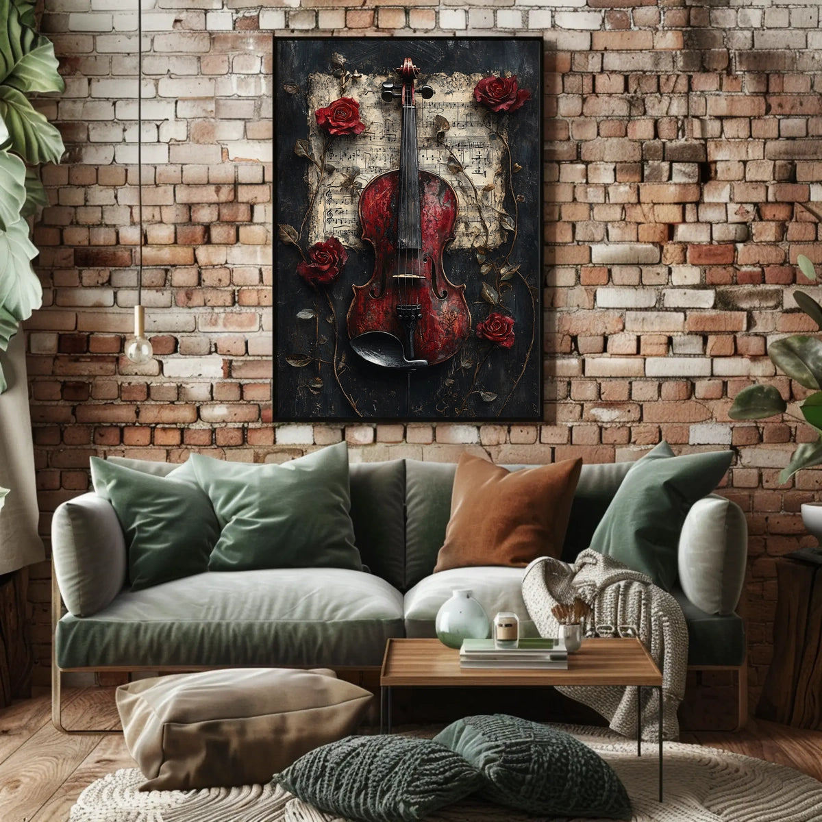 Red Violin Symphony: Timeless Elegance Elegant Artistic Poster