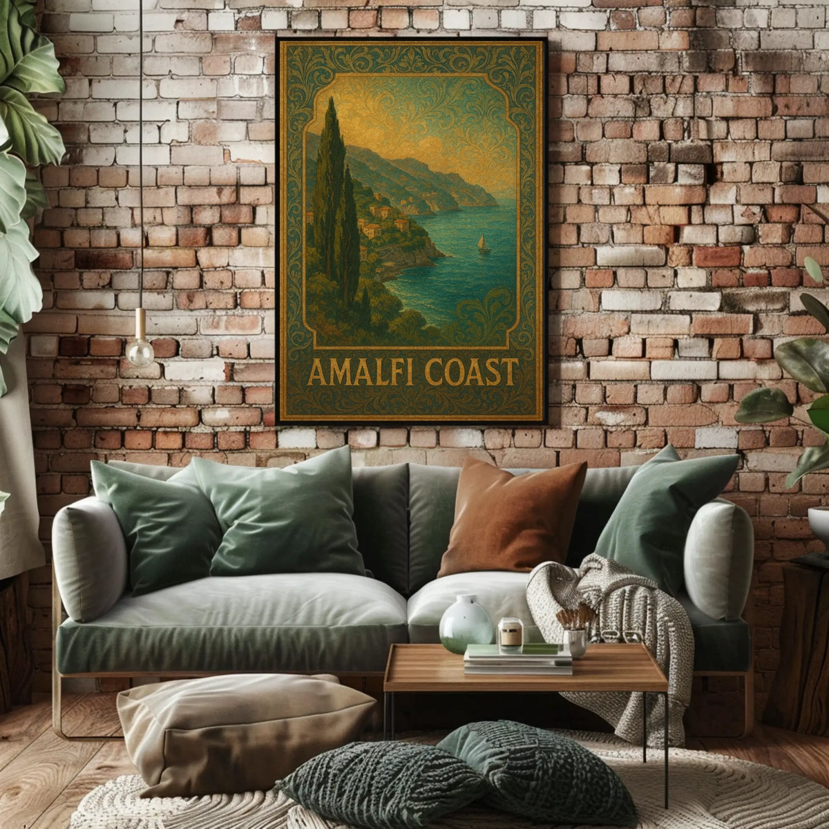 Amalfi Coast Poster Wall Art 18x24 Coastal Scene Art Print