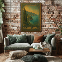 Amalfi Coast Poster Wall Art 18x24 Coastal Scene Art Print
