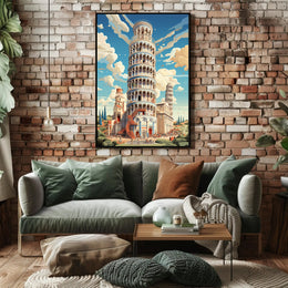 The Leaning Tower Of Pisa Artistic Poster PosterGoat