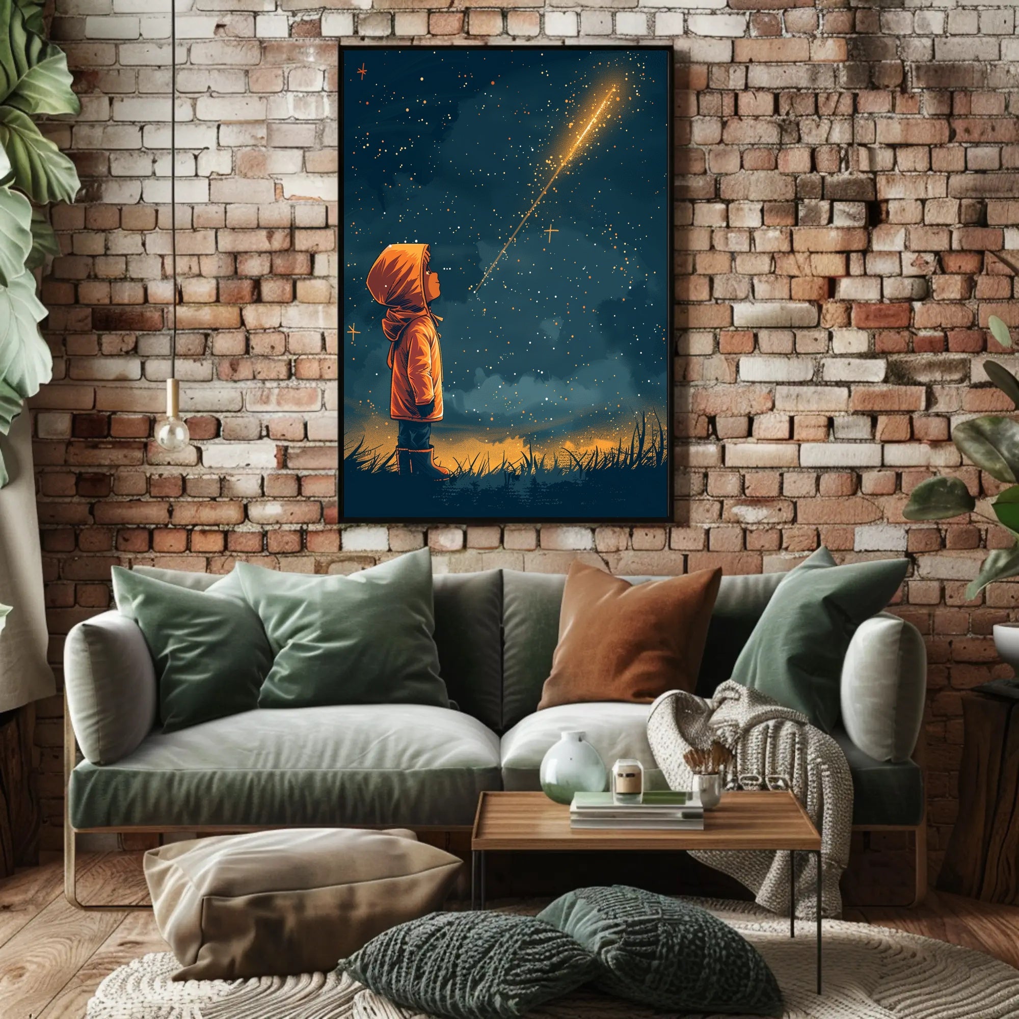 Dreamy Child Gazes at Stars Space or Astronomy Poster PosterGoat