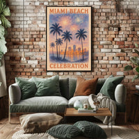 Miami Beach Celebration: Vibrant Urban or Cityscape Poster