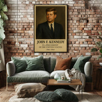 John F. Kennedy Portrait from 1960s Historical Presidential Poster