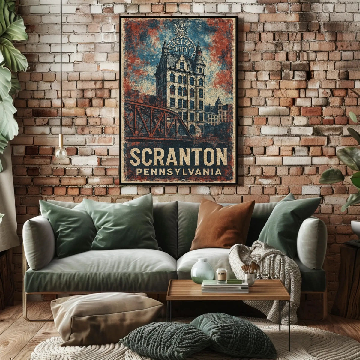 Scranton Electric City Vintage Heritage Art Nouveau Poster