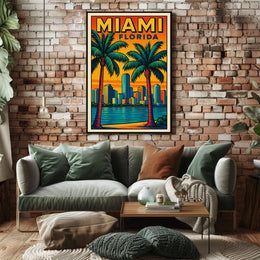 Miami, Florida Vibrant Cityscape Poster