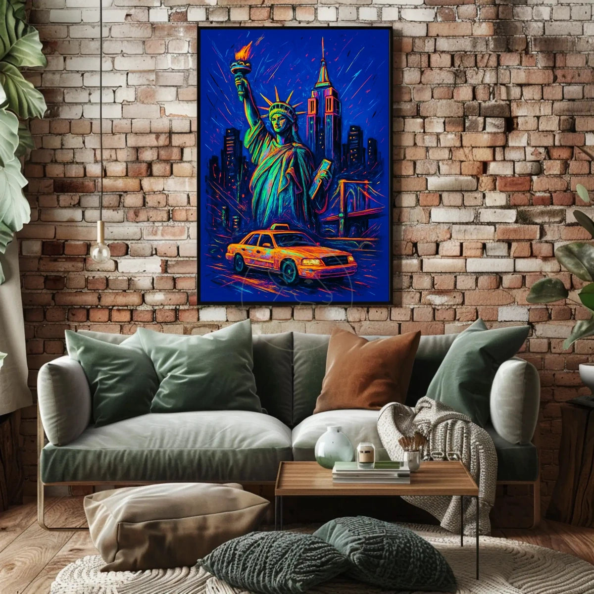 Vibrant New York Cityscape Art with Neon Aesthetic Urban Poster
