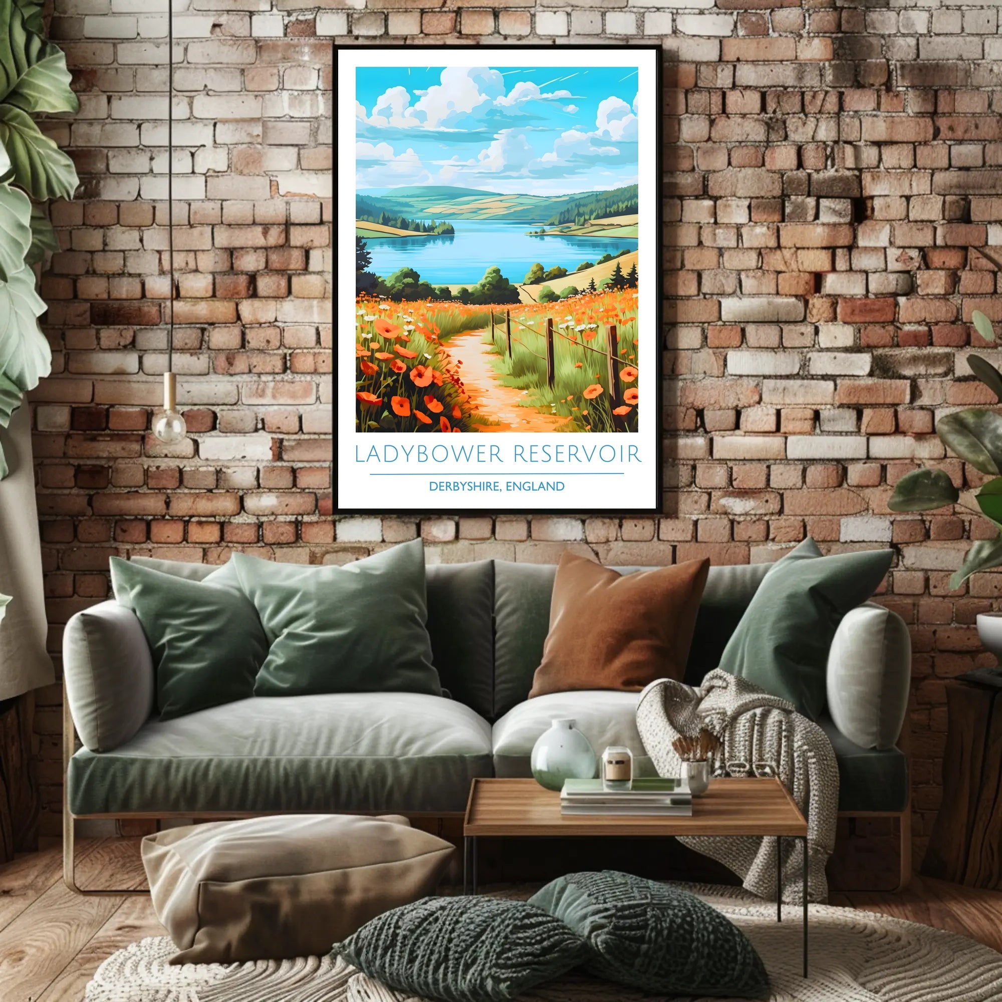 Ladybower Reservoir England Scenic Travel Poster