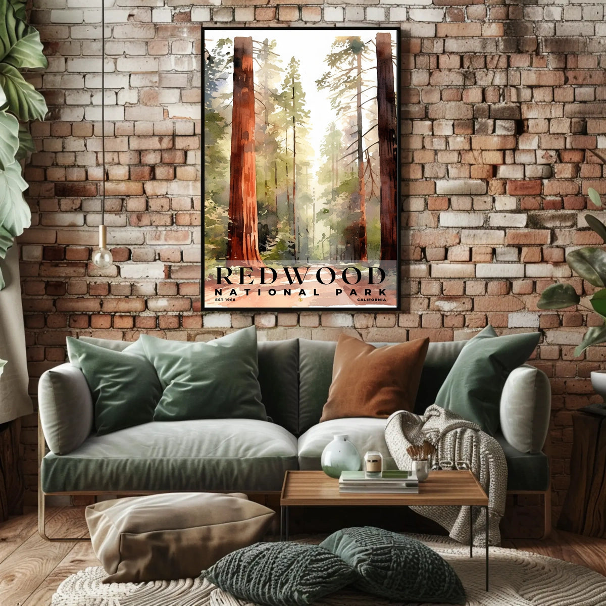 Redwood Watercolor Wall Art Poster