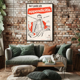 Appendicitis Health Warning Vintage Public Health Campaign Poster PosterGoat
