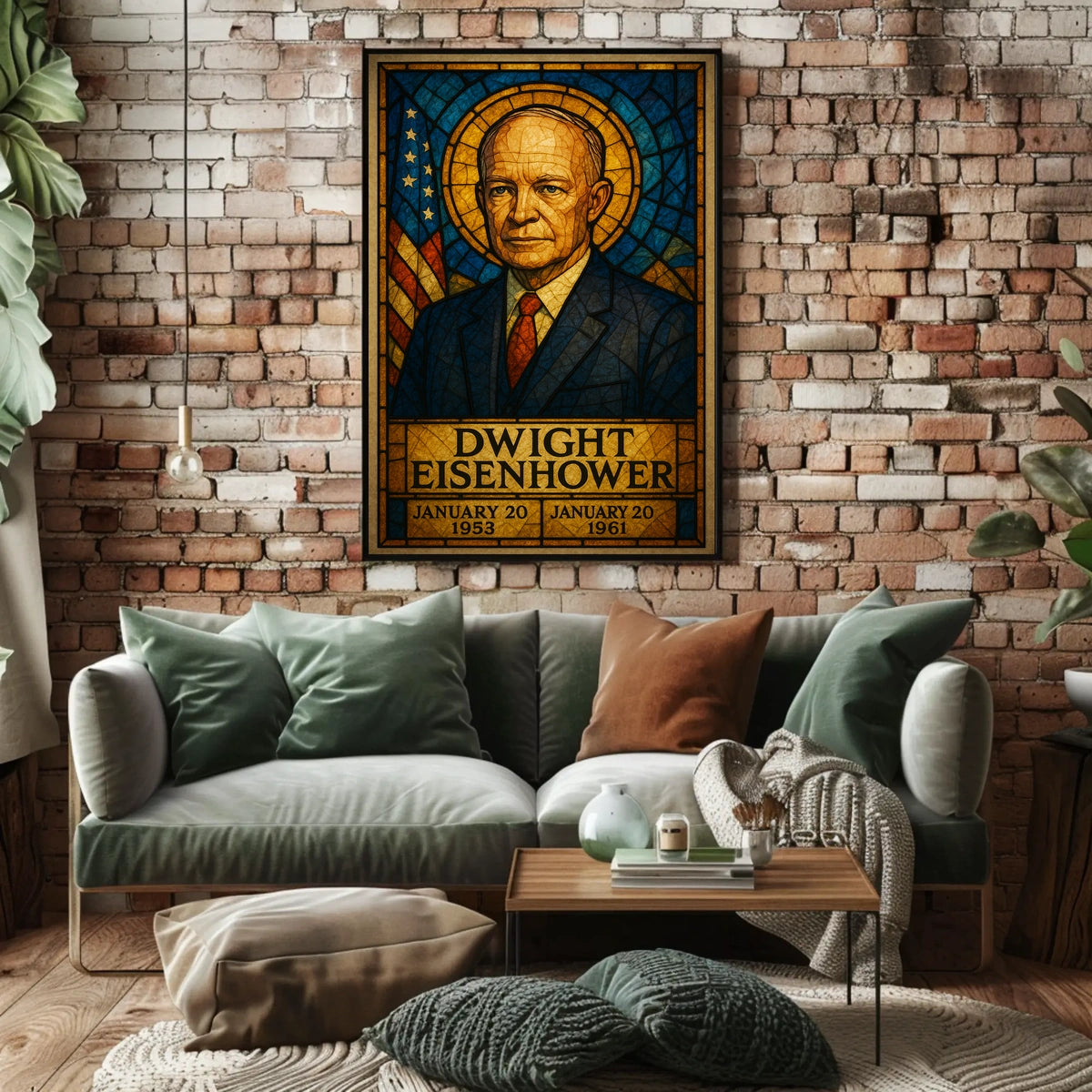 Stained Glass Presidential Portrait Patriotic Historical or Presidential Poster