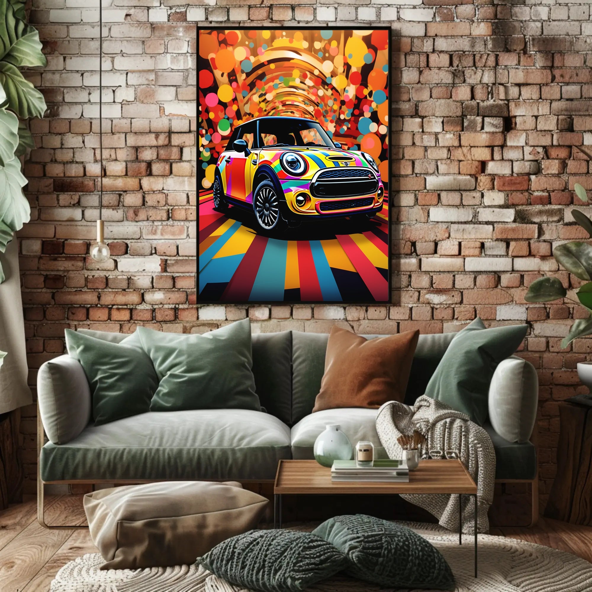 Vibrant Mini Cooper Pop Art for Artistic Poster Enthusiasts