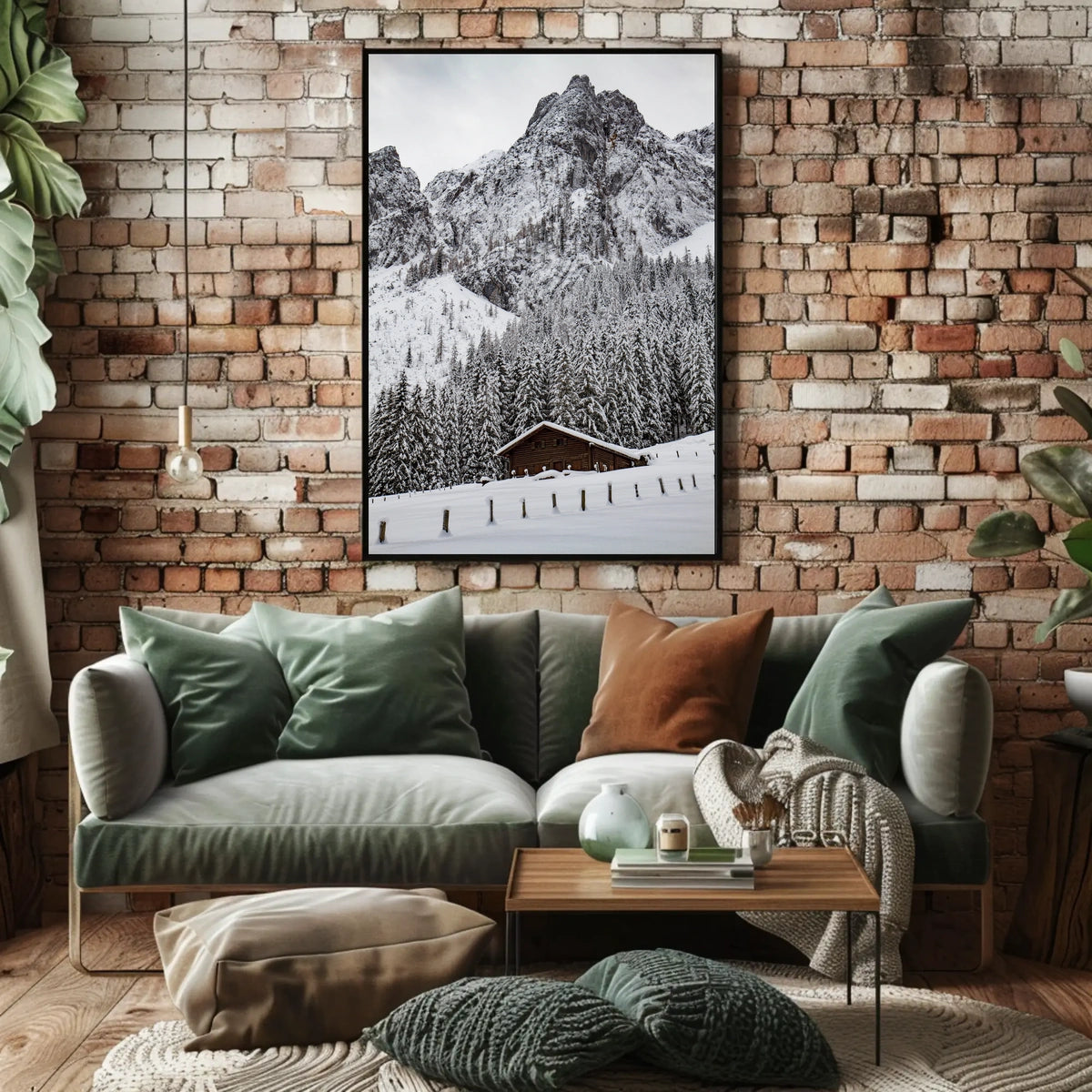 Serene Alpine Cabin in Winter Wonderland National Park Poster
