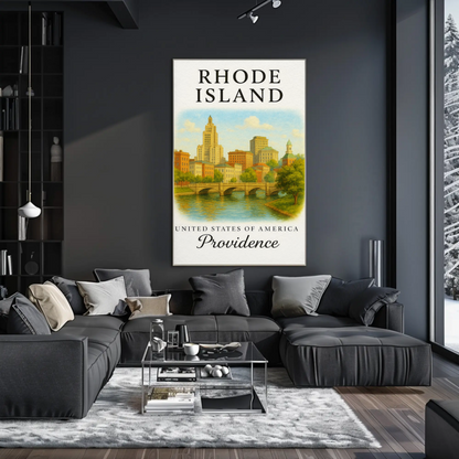 Providence Rhode Island Historic Riverwalk Downtown Travel Poster Travel Poster