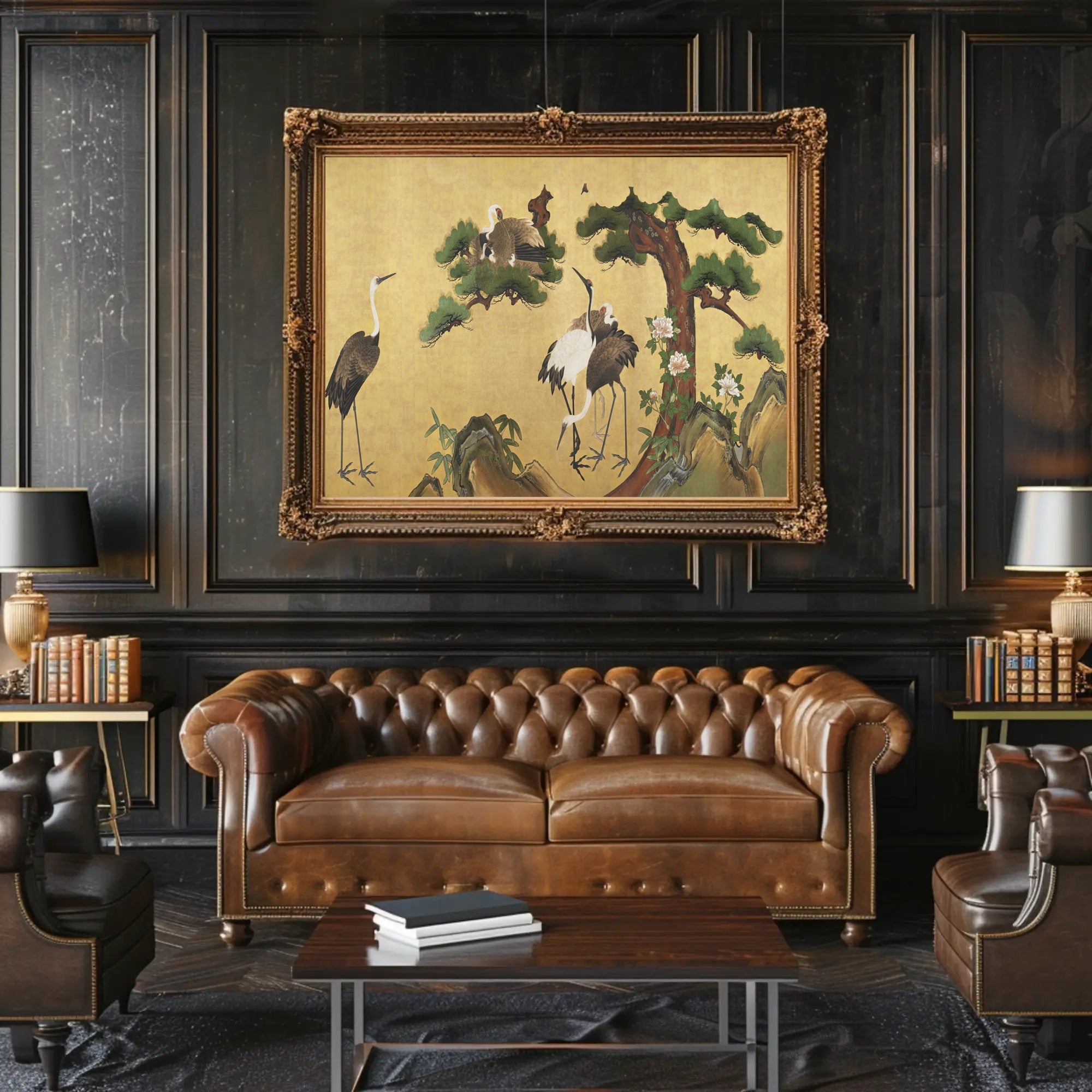 Cranes in Serenity: Traditional Asian Art Cultural Poster