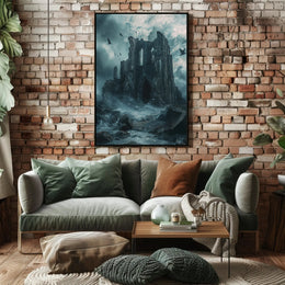 Gothic Ruins in Stormy Landscape Artistic Poster PosterGoat