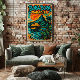 Tropical Bora Bora Vintage Travel Poster PosterGoat