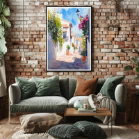 Sunlit Mediterranean Alley Poster PosterGoat