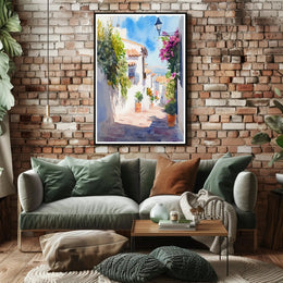 Sunlit Mediterranean Alley Poster PosterGoat