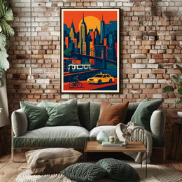 Urban Symphony Cityscape Poster Vibrant Sunset City Living