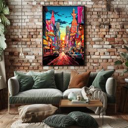 Neon Cityscape At Dusk Poster