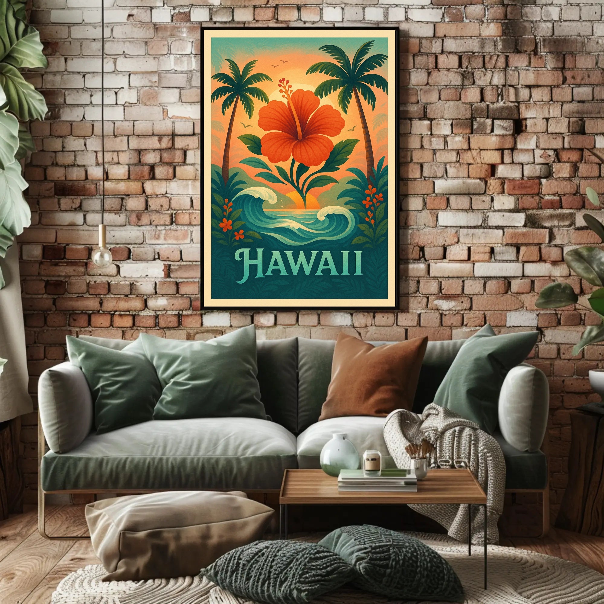 Hawaiian Tropical Paradise Vintage Travel Poster