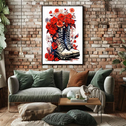 Floral Boots A Fusion Of Nature And Poster