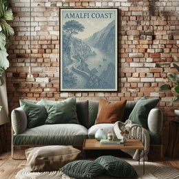 Amalfi Coast Scenic Poster Wall Art for Coastal Decor