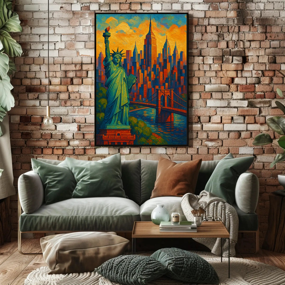 New York City Skyline Vibrant Poster Modern Wall Art