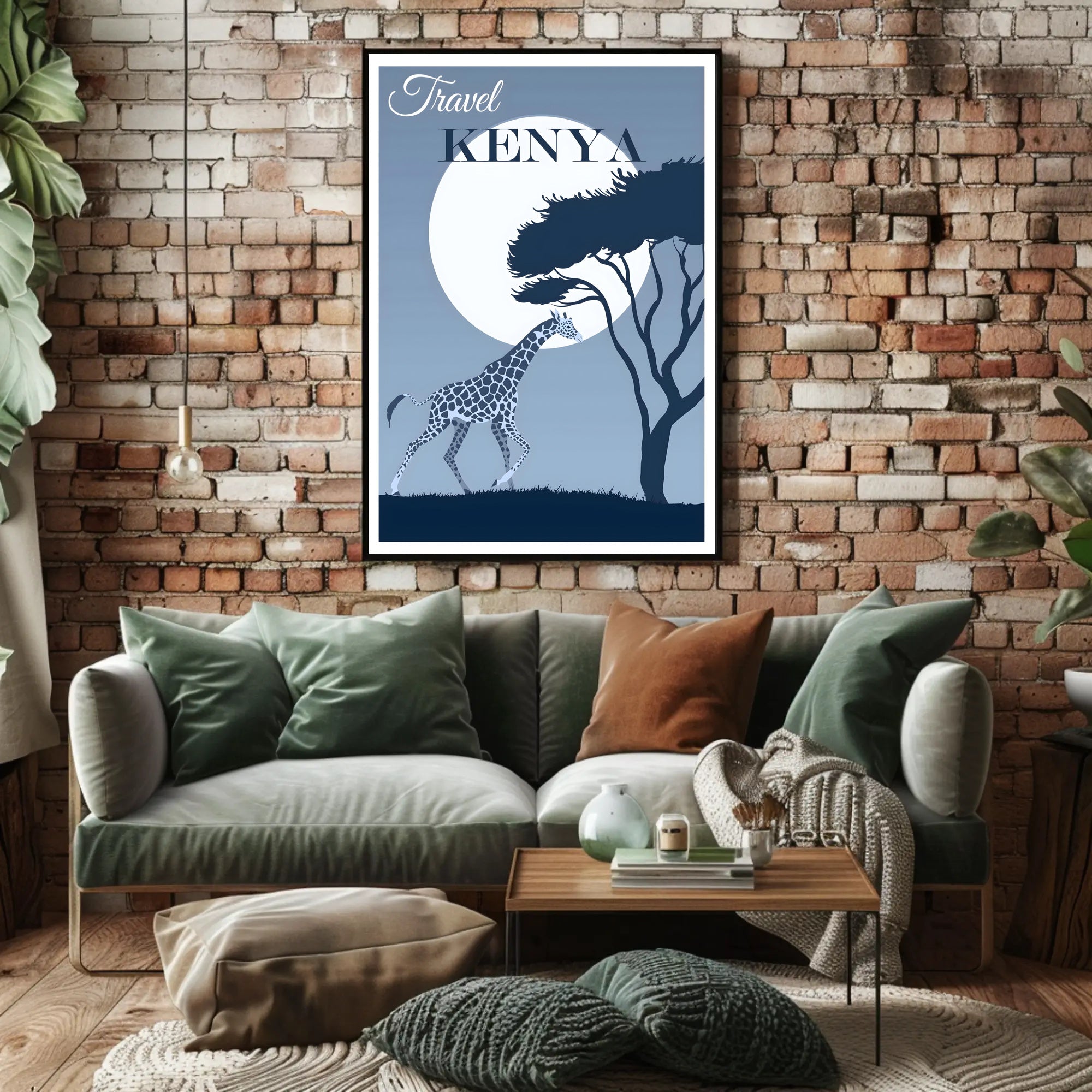 Kenya Wildlife Giraffes Travel Adventure Scenic Travel Poster
