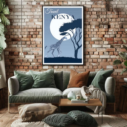 Kenya Wildlife Giraffes Travel Adventure Scenic Travel Poster