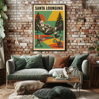 Santa Lounging: Vintage Christmas Poster Art