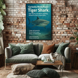 Curiosity Meets Power Tiger Shark Poster