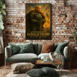 Donald Trump Resolute Defender Knight Armor Digital Painting Patriotic Leadership Poster