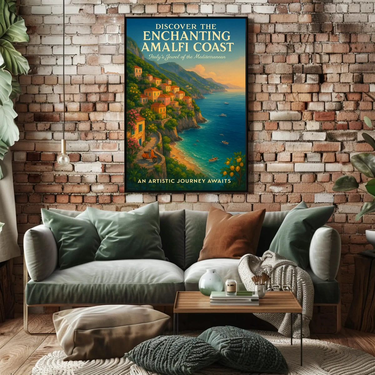 Amalfi Coast Vibrant Artistic Style Travel Poster