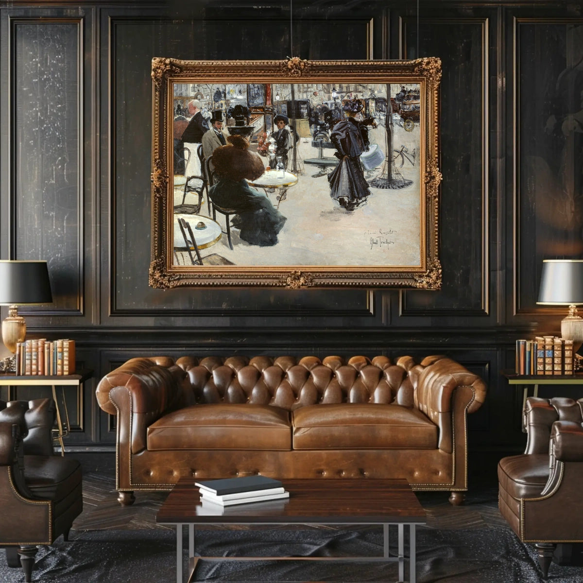 Vintage European Café Life: Impressionistic Art Poster