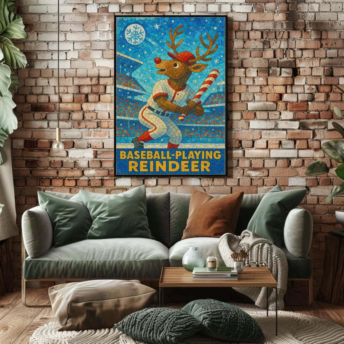 Baseball-Playing Reindeer Poster