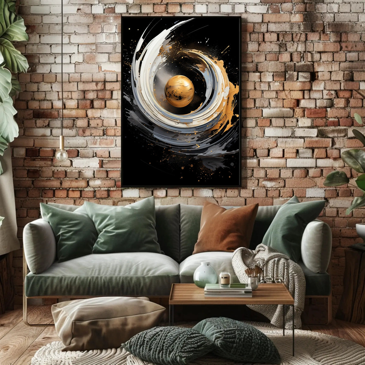 Golden Orb Abstract Art Print - Abstract Poster