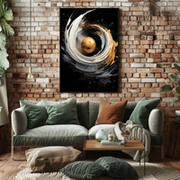 Golden Orb Abstract Art Print - Abstract Poster